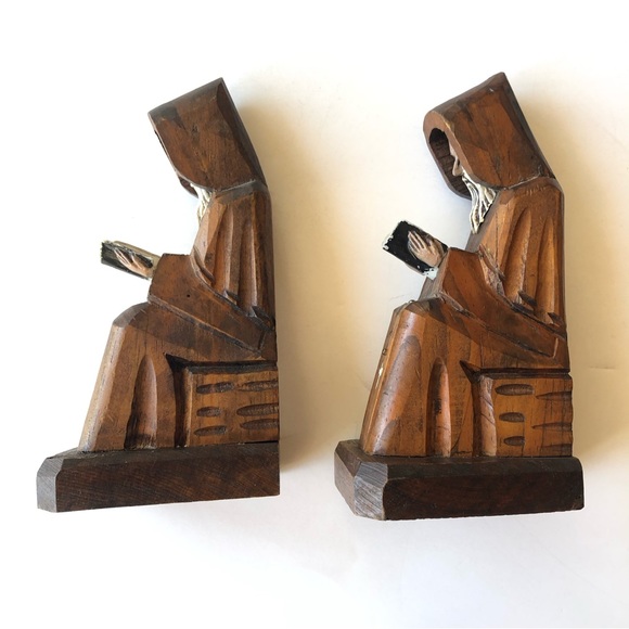 Set of Two Monk Bookends Religious Figural Folk Art - Picture 5 of 9